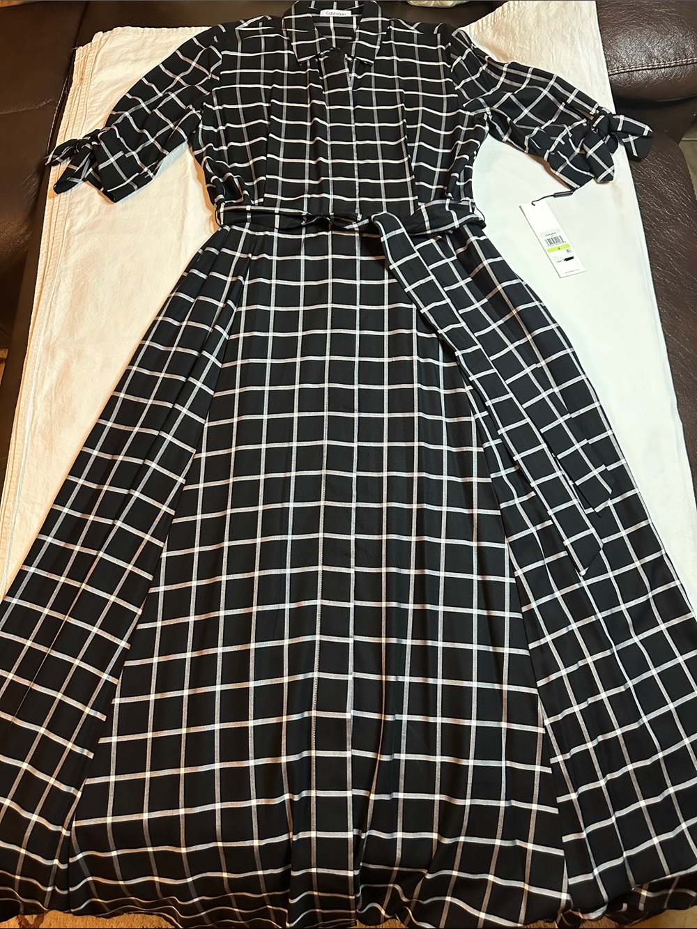 Calvin Klein Gingham Button Down Shirt Dress Size 4